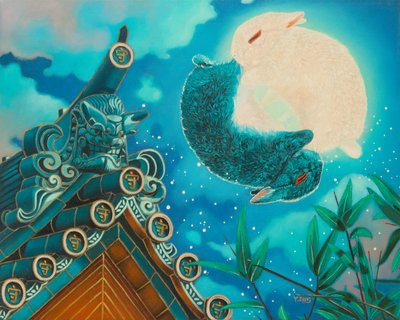ウサギの月、2023年（キャンバスに油彩） 作： Yue Zeng
