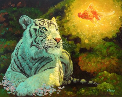 訪問者、2023年（キャンバスに油彩） 作： Yue Zeng