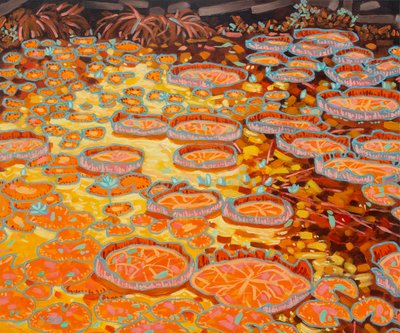 睡蓮の池の黄色、2023年（キャンバスに油彩） 作： Yue Zeng