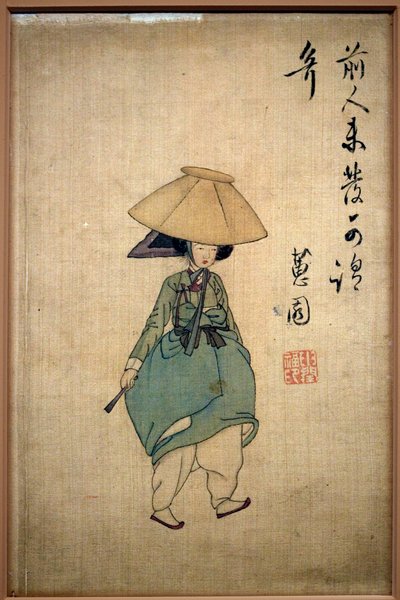 若い女性。 シン・ユンボク（1758～1813年頃）の画、紙にインク 作： Yunbok Shin