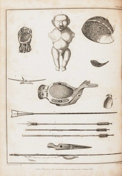 1803年から1806年にかけての世界一周航海のイラスト、1814年の船ネヴァで 作： Yuri Fyodorovich Lisyansky