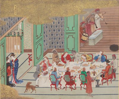オランダの晩餐会、長崎のクリスマスイブ、晩鑑図より、1797年。 作： Yushi Ishizaki