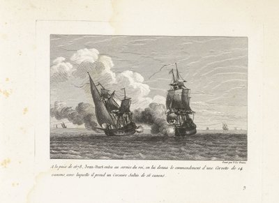 Jan Bart in dienst van de koning van Frankrijk, 1678 1678 年の和平で、ジャン=バールは国王に仕え、14 門のコルベットの指揮を与えられ、16 門のコルセア サルタン (オブジェクトの称号) を手に入れました。 櫛のコレクション 作： Yves Marie Le Gouaz