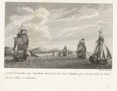 Jan Bart voor de Engelse kust bij Newcastle、1692 1692 年 11 月、ジャン＝バールはニューキャッスルの近くのイングランドの海岸に降り立ち、そこでいくつかの村に寄付をしました。 ジャン・バール、翼長の戦闘の編集 作： Yves Marie Le Gouaz