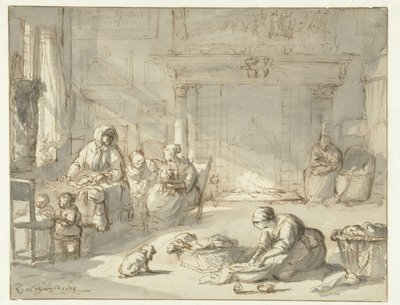 女性と子供がいる家のインテリア 作： Zacharias Blijhooft