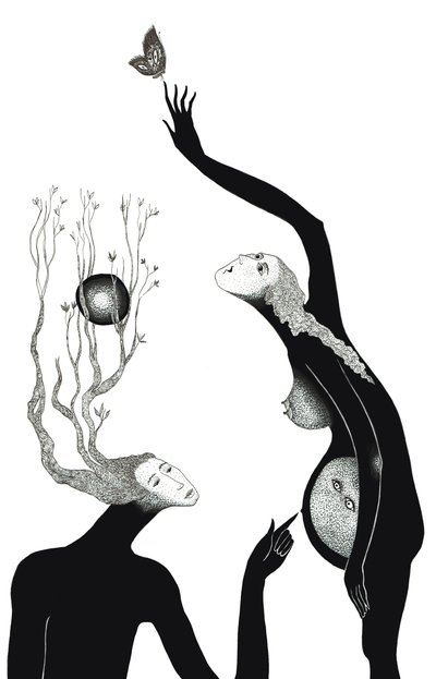 新生活、2019年（紙に墨絵） 作： Sabina Nedelcheva Williams