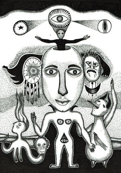 儀式 、2018年（紙に墨画） 作： Sabina Nedelcheva Williams