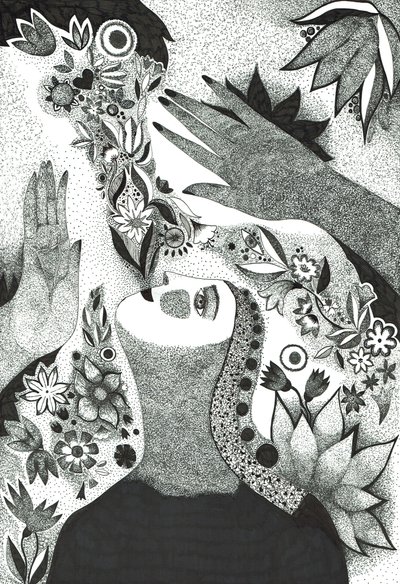 魂の花、2019年（紙に墨絵） 作： Sabina Nedelcheva Williams