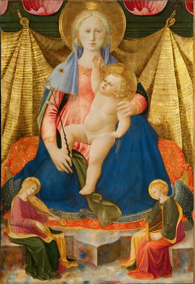 ミュージシャンエンジェル2人との謙遜のマドンナc。 1450 作： Zanobi Strozzi