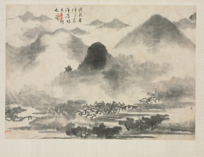 さまざまなスタイルの風景アルバム：Mi Fei後の風景、1684年。 作： Zha Shibiao