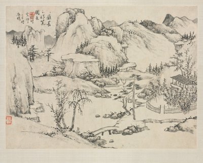 さまざまなスタイルの風景アルバム：山の風景黄公王、1684年後の長白。 作： Zha Shibiao