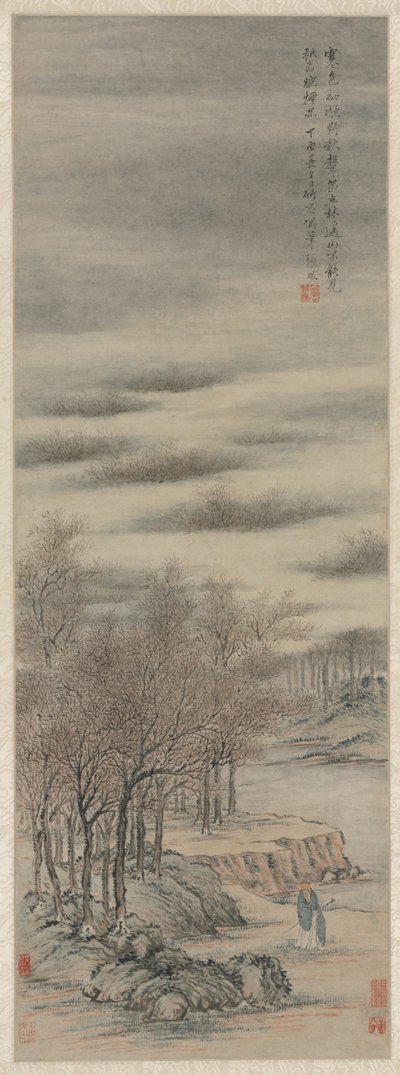 霧のかかった森で秋の音を聞く、1657年。 作： Zhang Feng
