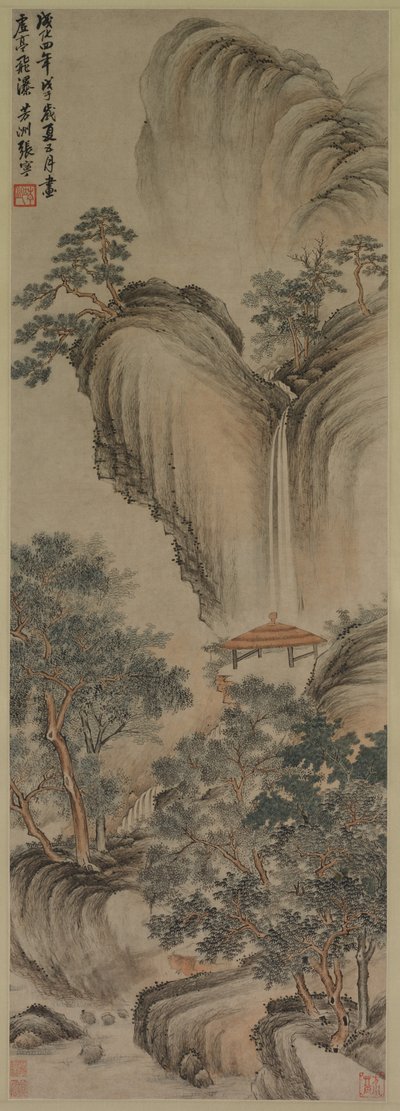 空の東屋と急流の滝、1468 年。 作： Zhang Ning