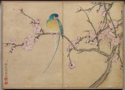 卓上帖 花鳥画（梅に鳥） 作： Zhang Ruoai