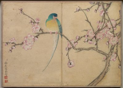 デスクアルバム花鳥画集（梅の花と鳥） 作： 張Ru愛