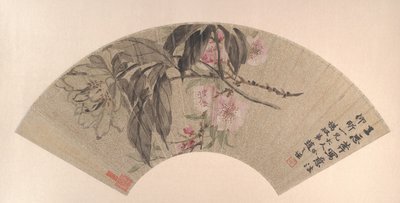 桃の花と牡丹、カリフォルニア州。 1860年。 作： Zhao Zhiqian