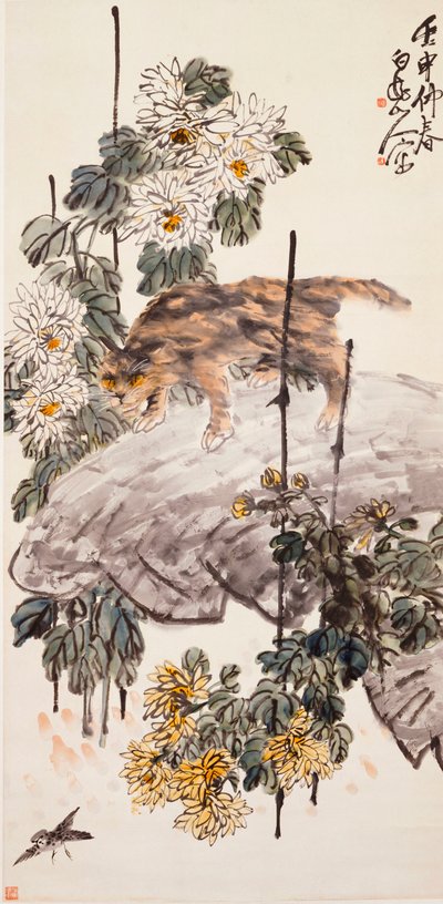 猫、鳥、菊 作： Zhen Wang