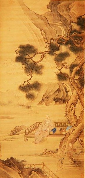 漢陽（1637-1704）の肖像 1696年 絹本に墨と彩色 作： Zhiding Yu