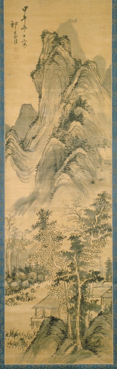 書斎でリラックスする学者（シルクにインク） 作： Zhijia Qi