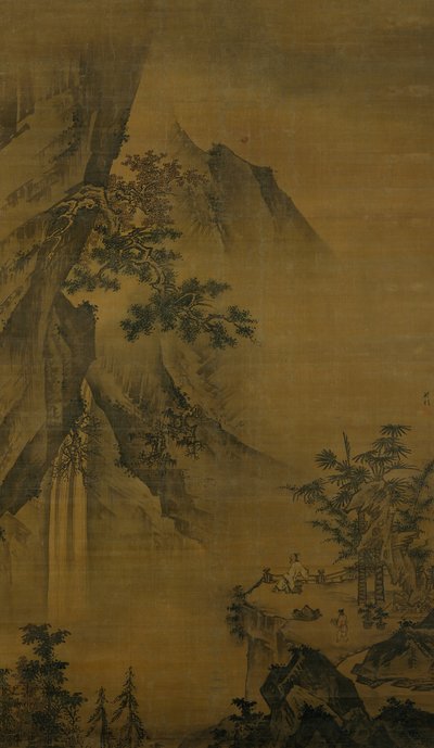 滝を見る学者 15世紀後半 作： Zhong Li