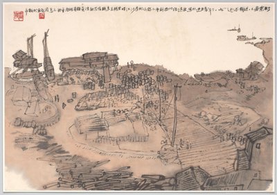 四川省新石の金沙江の埠頭を描いた絵 作： Zhou Jun