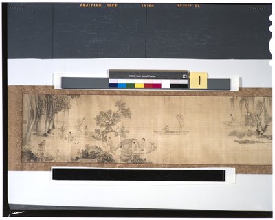 18世紀の川沿いの漁師の生活（絹にインクと色、手巻き） 作： Zhou Shanguan