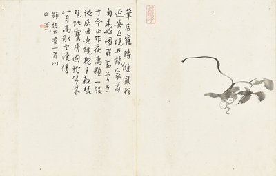 風景と花、6枚の葉のアルバム 作： Zhu da Bada Shanren