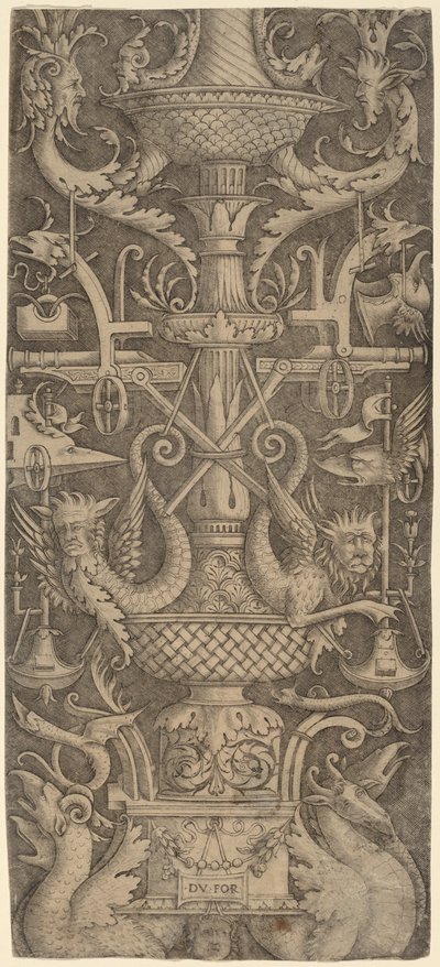 龍、仮面、戦争道具の装飾パネル 1505年頃 作： Zoan Andrea