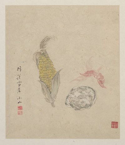 とうもろこし・レンコン・水栗 作： Zou Yigui