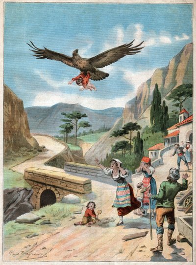 Aigle enleve un enfant.ワシに魅せられた子供。 作： John Pardon