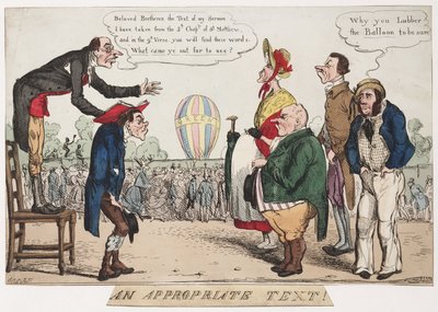 適切なテキスト！」風刺的な気球のスケッチ、1842年頃 作： Frederick (attr. to) Barnard