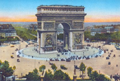 凱旋門（カラーリトグラフ版「Souvenirs De Paris - Monuments Vues en Couleurs」より 作： Hippolyte Lalaise Devéria