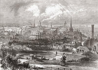 19世紀後半のイギリス、ウェスト・ミッドランズ州バーミンガム（1898年発行「Our Own Country」より 作： Ferdinand Georg Waldmuller