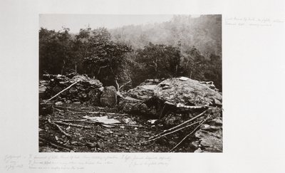 1863年7月、ペンシルバニア州ゲティスバーグ、リトルラウンドトップヒルの胸壁 作： Ferdinand Georg Waldmuller