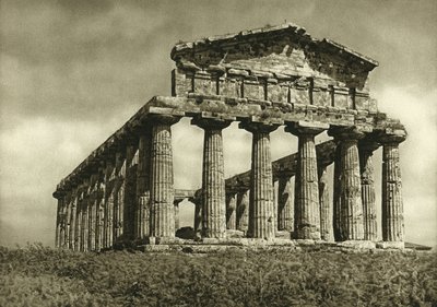 紀元前500年に建てられたパエストゥムのセレス神殿 作： Ferdinand Georg Waldmuller