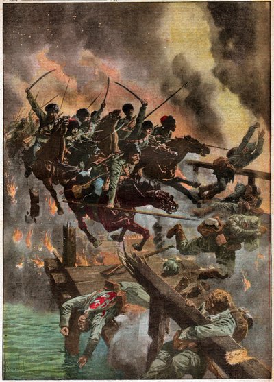 Charge de cosaques russes.ロシアのコサックの攻撃。 作： Ferdinand Georg Waldmuller
