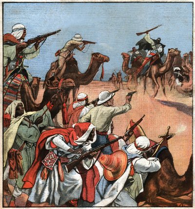 Convoi colonial dans le Maghreb.マグレブにおける植民地時代のフランスの護衛艦。 作： Ferdinand Georg Waldmuller