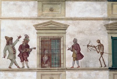 死の舞踏、フレスコ画、マイルシ家、カッシーリオ、ロンバルディア州、イタリア 作： Georg Carl Heinrich Dollmann
