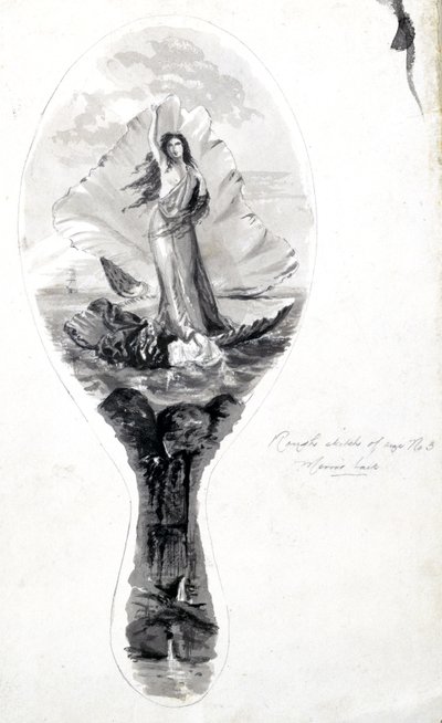 貝殻を被ったヴィーナスを描いたミラーバックのデザイン、1870年～1875年頃 作： Frederick (attr. to) Barnard