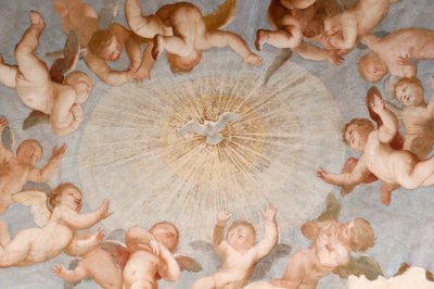 Dove of holy spirit（聖なる鳩）。フレスコ。バジリカ・デッラ・サンティッシマ・アヌンツィアータ・デル・ヴァスタト。ジェノバイタリア。 作： . .