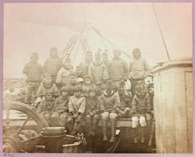 ジョージ・ナレス（1831-1915）のアークティック遠征（1875-1876）：「ディスカバリー」に乗った原住民の集団 作： Frederick (attr. to) Barnard
