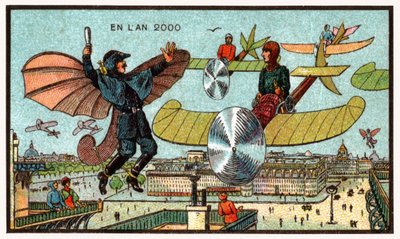 空飛ぶ警官、1910年頃 作： . .