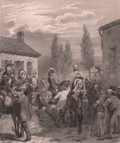 ベルギーに進駐するフランス軍（1831年8月） 陶器の紙にスチール彫刻 作： William Walcutt