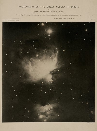 オリオン座の大星雲（M42）、1889年2月4日 作： John Pardon