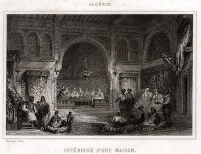 1840年頃のアルジェリアのインテリア（彫刻） 作： . .