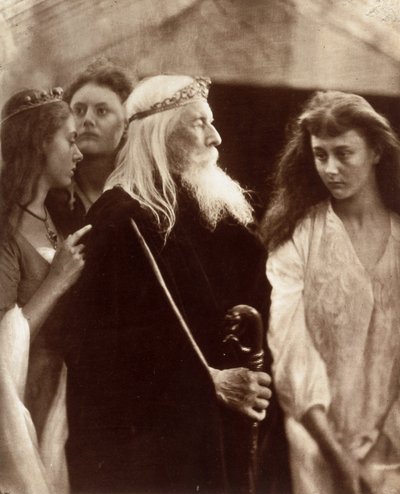 リア王が自分の王国を3人の娘に割り当てる」。 作： John Pardon