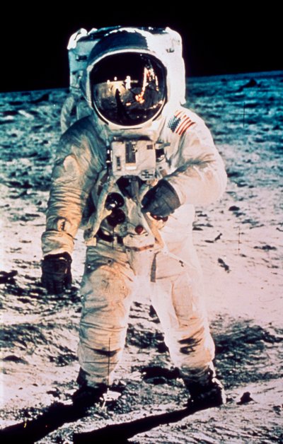有人宇宙飛行、アメリカ、アポロ11号 エドウィン・オルドリンの月面着陸 作： Ferdinand Georg Waldmuller