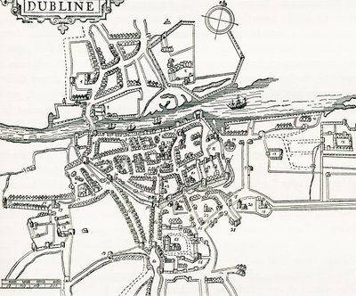 1610年のアイルランド・ダブリンの地図（1898年発行「Our Own Country」より 作： Ferdinand Georg Waldmuller