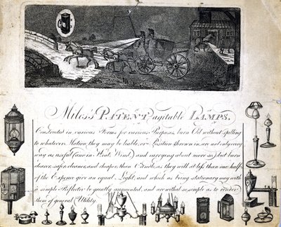 マイルズのパテント・アジタブル・ランプ」、1790年頃 作： Frederick (attr. to) Barnard