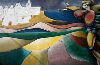 イタリア・サルデーニャ島のオルゴソロにある数百の壁画のひとつ 作： William Walcutt